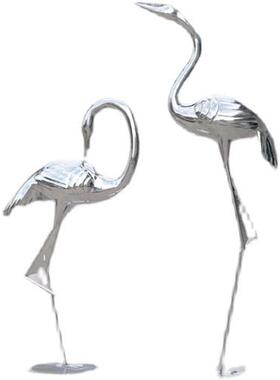 不锈钢仙鹤雕塑水池草坪镜面火烈鸟天鹅装饰售楼部玻璃钢白鹭摆件