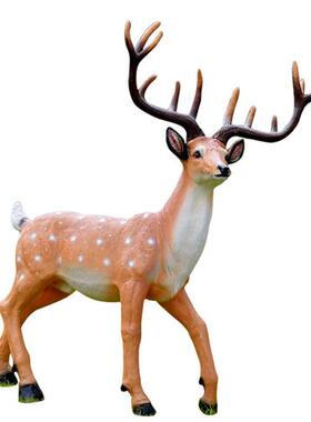 仿真梅花鹿摆件户外玻璃钢动物雕塑园林景观小品小区庭院草坪装饰