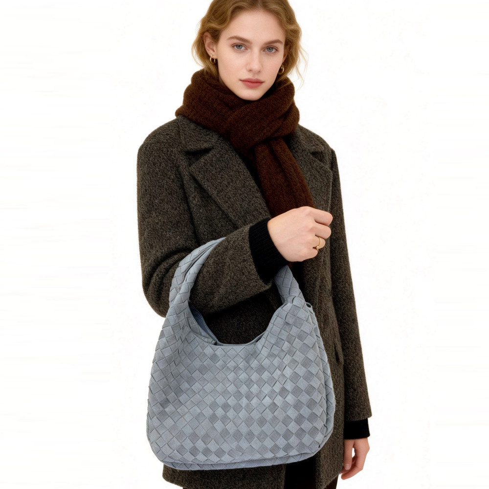 B家手工山羊绒编织真皮女包单肩Campana肩背包麂皮托特包腋下大包,淘宝优惠券,粉丝福利购,淘宝优惠卷