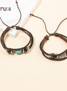 三福游牧风手链单条 时尚潮流个性氛围搭配首饰配饰链条850092