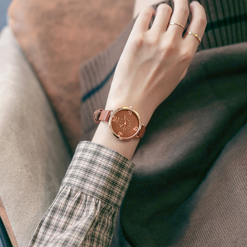 eavanlin ins风简约皮带女学生手表 依文琳手表国产腕表