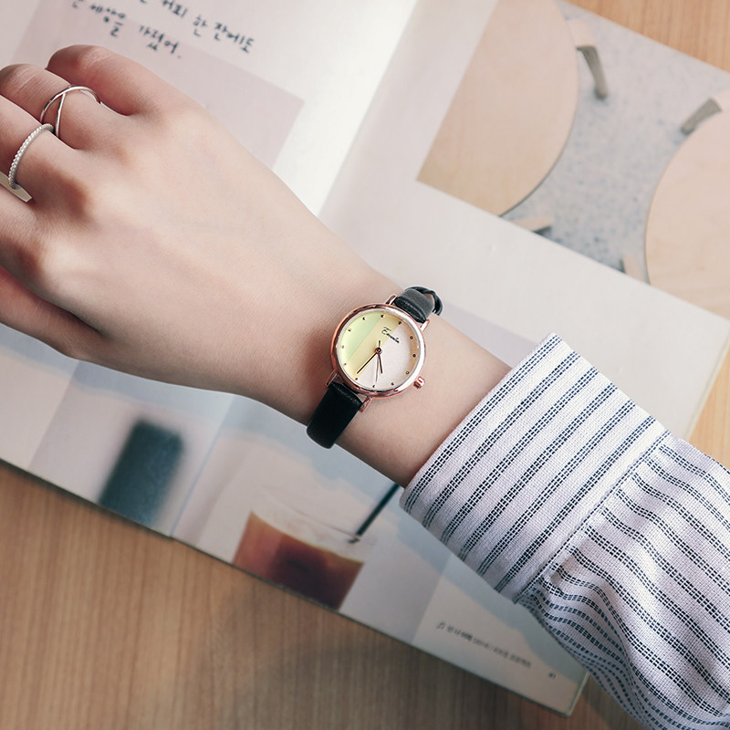 依文琳女学生韩版简约小表盘女表 依文琳手表国产腕表