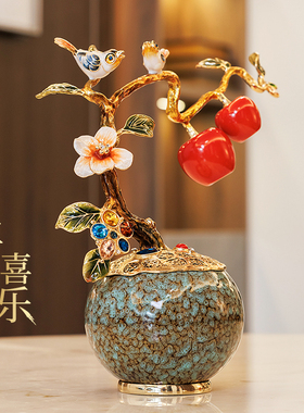 平安喜乐珐琅彩摆件客厅轻奢酒柜居家装饰工艺品新家乔迁新居礼品