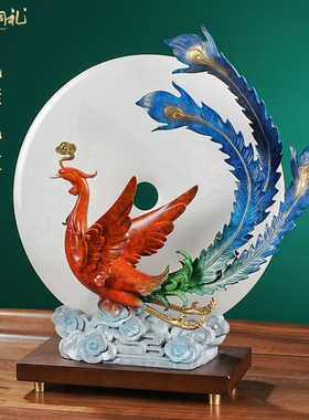 黄铜龙凤呈祥平安扣摆件吉祥物