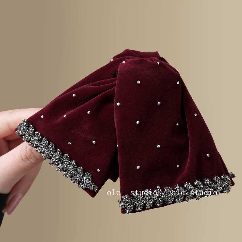 丽嘉小姐~复古红丝绒三角抓夹轻奢气质满天星麦穗水钻鲨鱼夹发饰,淘宝优惠券,粉丝福利购,淘宝优惠卷