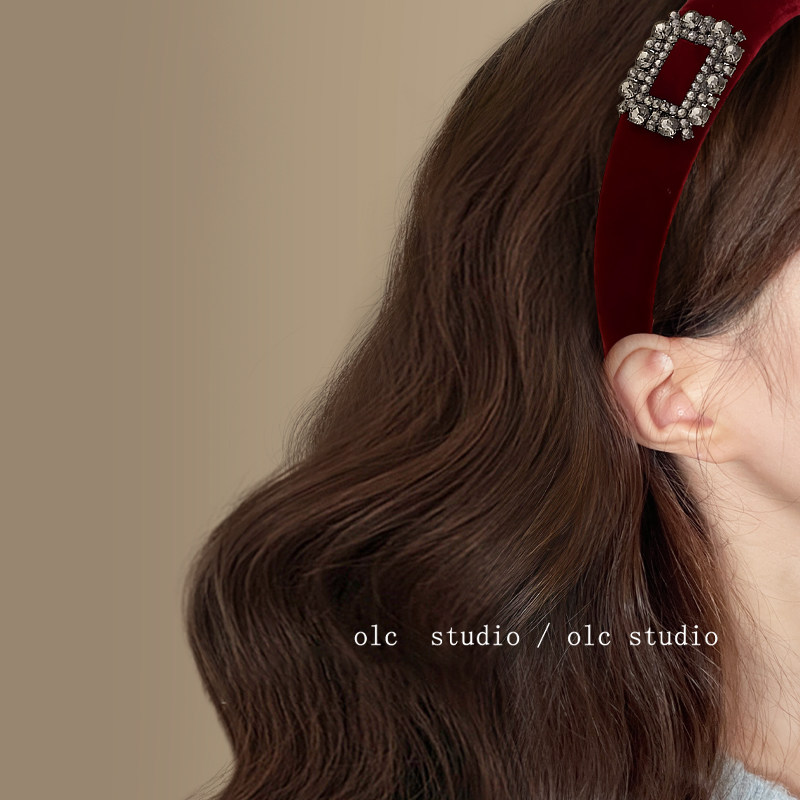 午夜华尔兹~法式黑丝绒方钻发箍女高级感轻奢复古气质头箍盘发器,淘宝优惠券,粉丝福利购,淘宝优惠卷