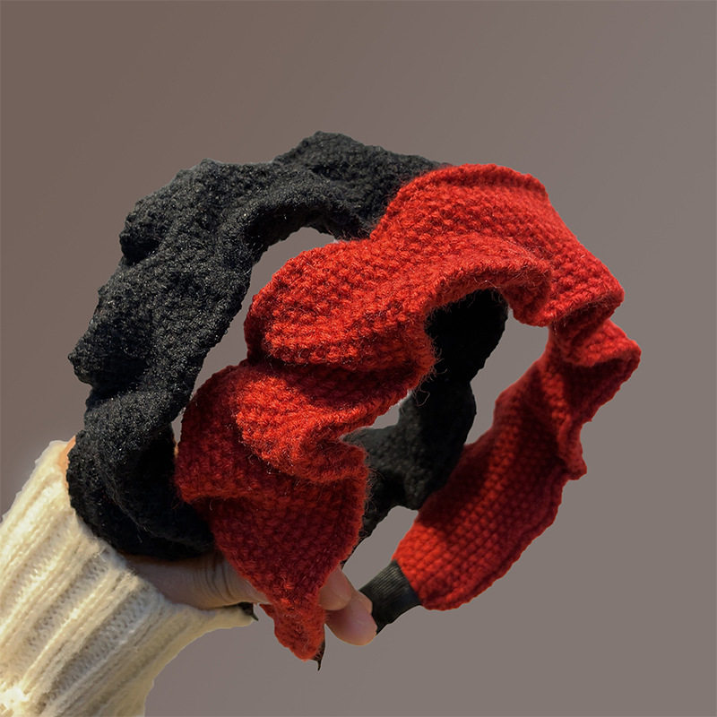 玫瑰红娇！针织秋冬高级感红色发箍女款新款头箍复古旅行发卡,淘宝优惠券,粉丝福利购,淘宝优惠卷