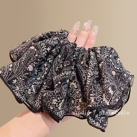 法式优雅！碎花雪纺大号大肠发圈！百搭时尚发绳发饰女旅行发卡