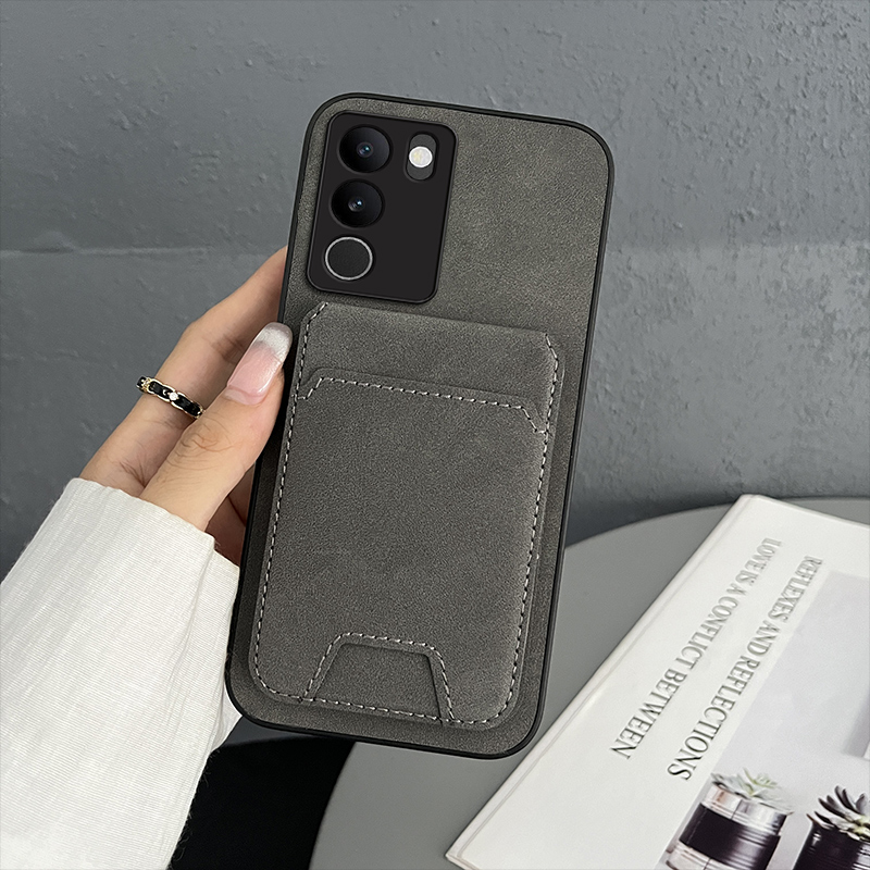 带卡包适用于vivos19手机壳s18pro新款s17e保护套s12 Pro素皮s15全包防摔s9e皮质s16外壳vivis男款皮革por女 - 图1