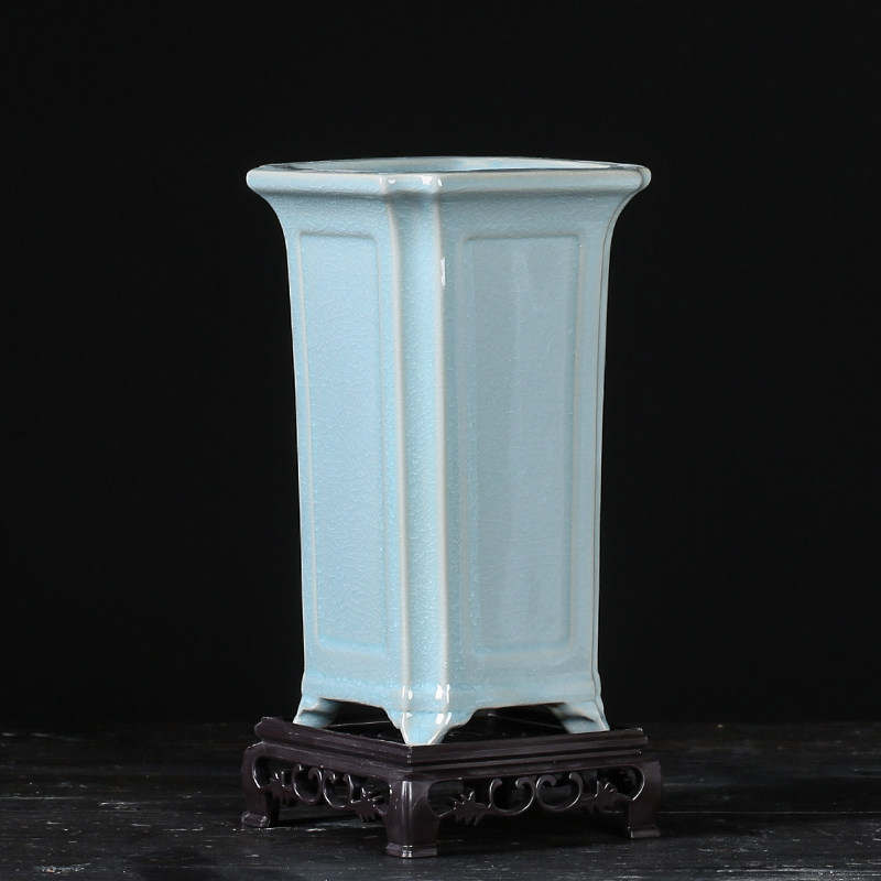 四方陶瓷花盆哥窑高款中国风兰花专用个性冰裂花器飘枝老桩造景盆,淘宝优惠券,粉丝福利购,淘宝优惠卷