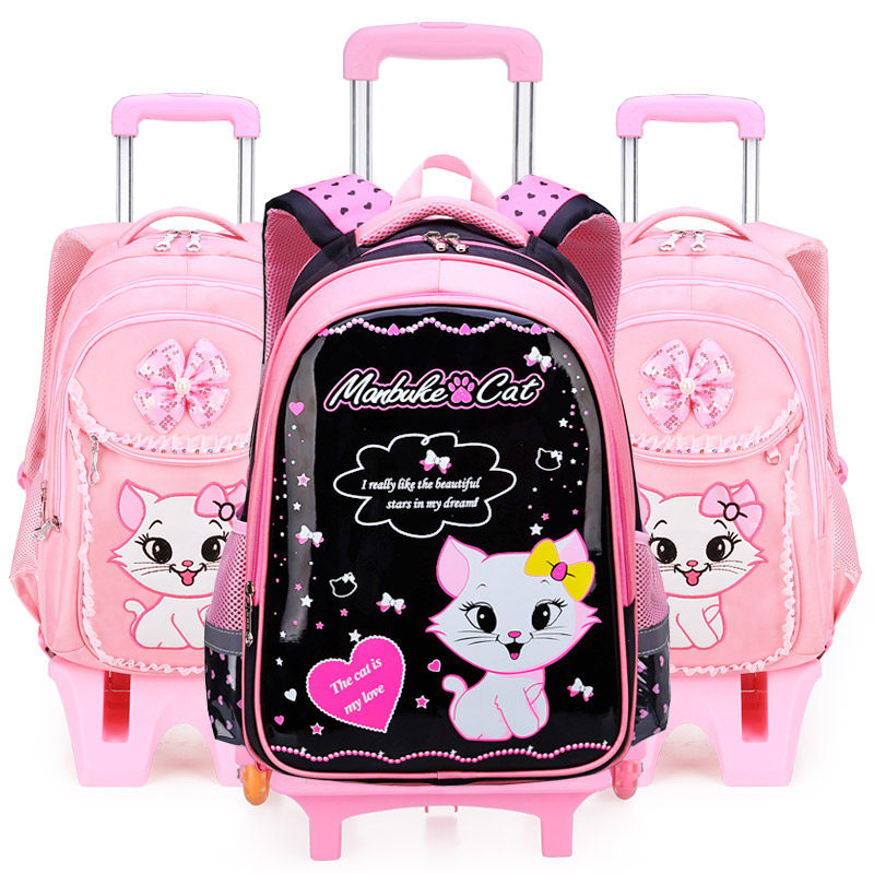 韩版pu 1-3-6 6小学生拉杆书包 贝町双肩背包