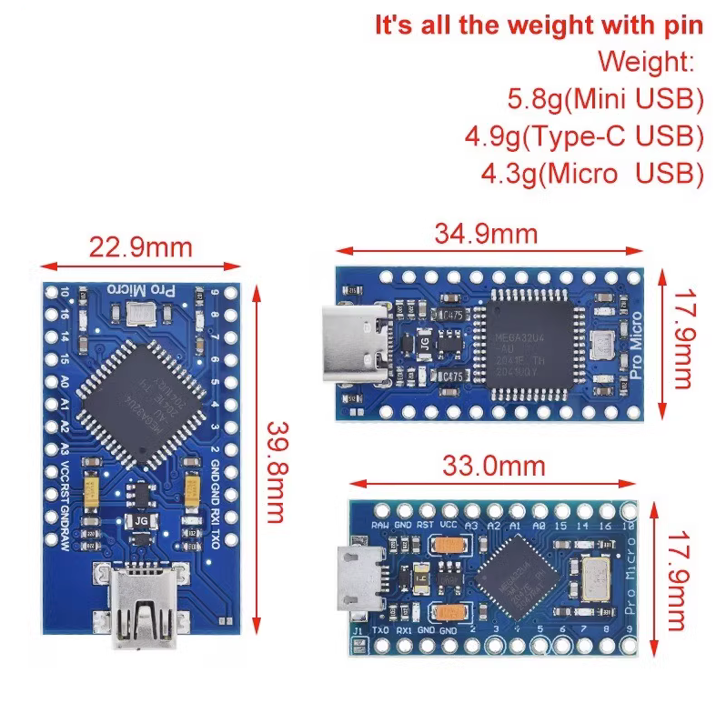 Pro Micro 采用Atmega32U4 自身usb更新程序 5V/16M 单片机开发 - 图3