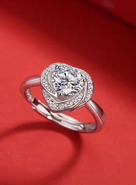 S925莫桑石创意活口可调节戒