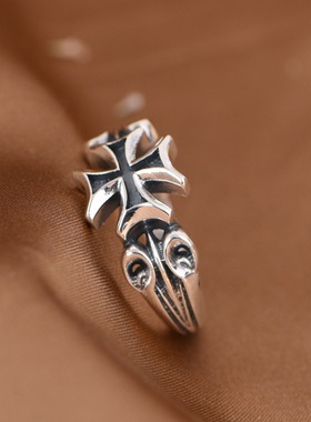 金鹿王S925银戒指复古做旧潮人个