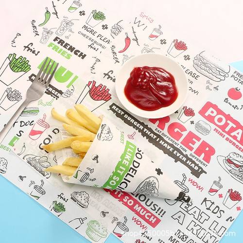 汉堡纸防油纸一次性 饭团鸡肉卷三明治包装纸正方形商用500张 - 图2