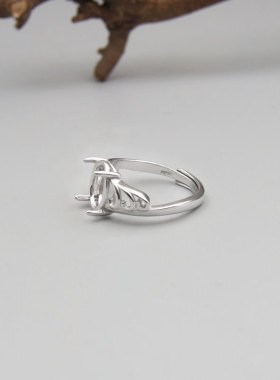 纯银8x10简约椭圆活口戒托