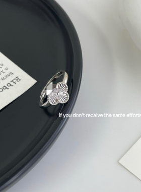 S925纯银幸运四叶草戒指简约