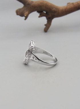 925纯银空托戒指13x17女