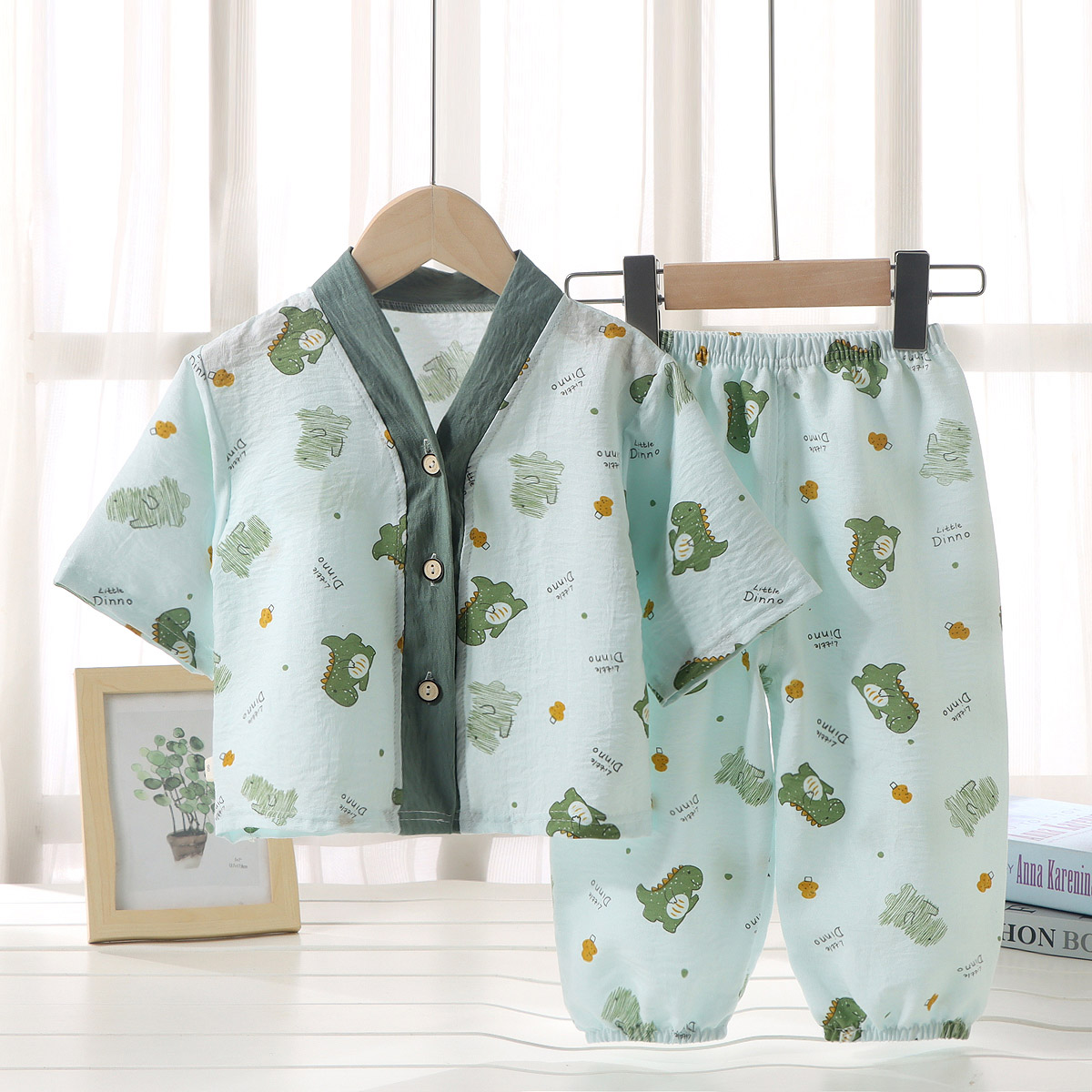 儿童家居服套装女宝宝夏季半袖睡衣男童薄款空调服中大童两件套新