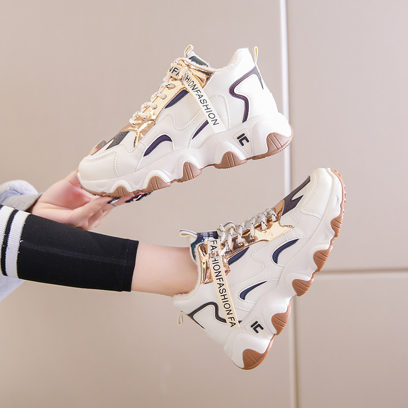 厚底爆款加绒老爹鞋女2024冬季新款高帮棉鞋女皮面防水运动休闲鞋,淘宝优惠券,粉丝福利购,淘宝优惠卷