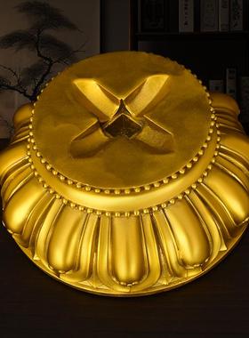 纯黄铜金刚降魔杵家居客厅摆件五股金刚藏传密宗降魔杵带底座摆设