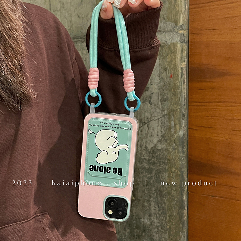 kaia韩风ins卡通卡套适用苹果13手机壳iphone15promax新款14pro手腕挂绳12女款13pro硅胶软壳苹果11保护套-图1