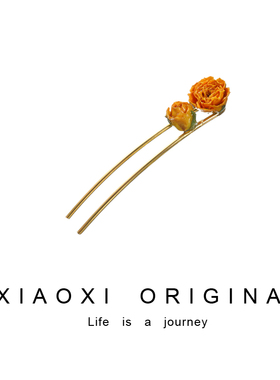 汉风xiao纯手工玫瑰干花轻奢发饰