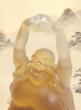 麦玲玲吉庆堂 福禄满庭-琉璃笑佛 寓意福乐满门家用精品送礼摆件
