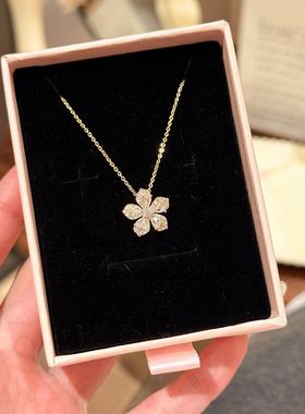 欧美跨境花朵项链轻奢高级感首饰女简约锁骨链锆石吊坠百搭项链