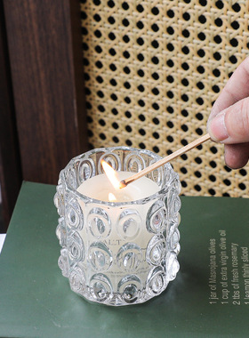 韩式透明玻璃笔筒烛台化妆刷筒收纳筒笔筒拍照装饰品道具装饰摆件