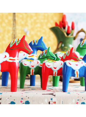 手工制作瑞典达拉红马木马摆件家居客厅创意装饰品工艺品