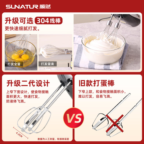 【补贴15%】顺然打蛋器电动家用烘焙专用小型商用搅拌奶油打发器 - 图1