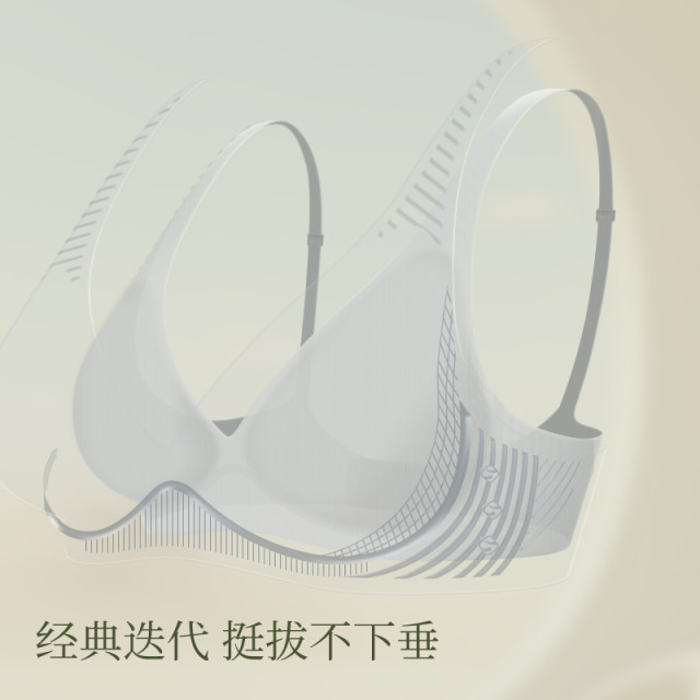 Pure Skin Good Product Gravity Jelly Stripe Traceless Underwear for Women with No Steel Hoops Gather and Collect Secondary Breasts to Prevent Sagging Soft Support Bra