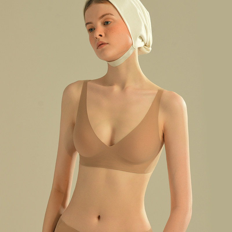 素肌软支撑小胸聚拢无钢圈定型文胸 素肌良品文胸