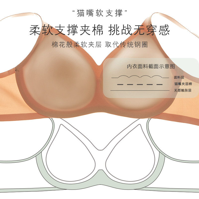 素肌良品猫嘴杯软支撑女无钢圈文胸 素肌良品文胸