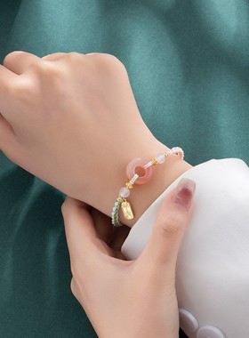 2025新款新中式国风平安扣手链女生玛瑙轻奢小众精致手绳新款手饰