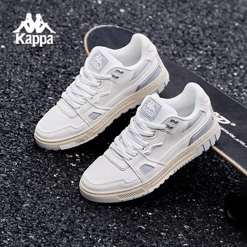 Kappa卡帕滑板鞋2025新款情侣男女休闲板鞋皮面运动鞋时尚小白鞋 - 图0