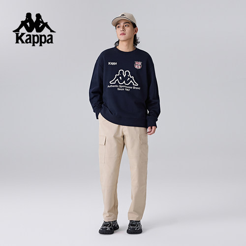 Kappa卡帕背靠背圆领运动卫衣女春秋新款休闲上衣男针织套头衫潮 - 图3