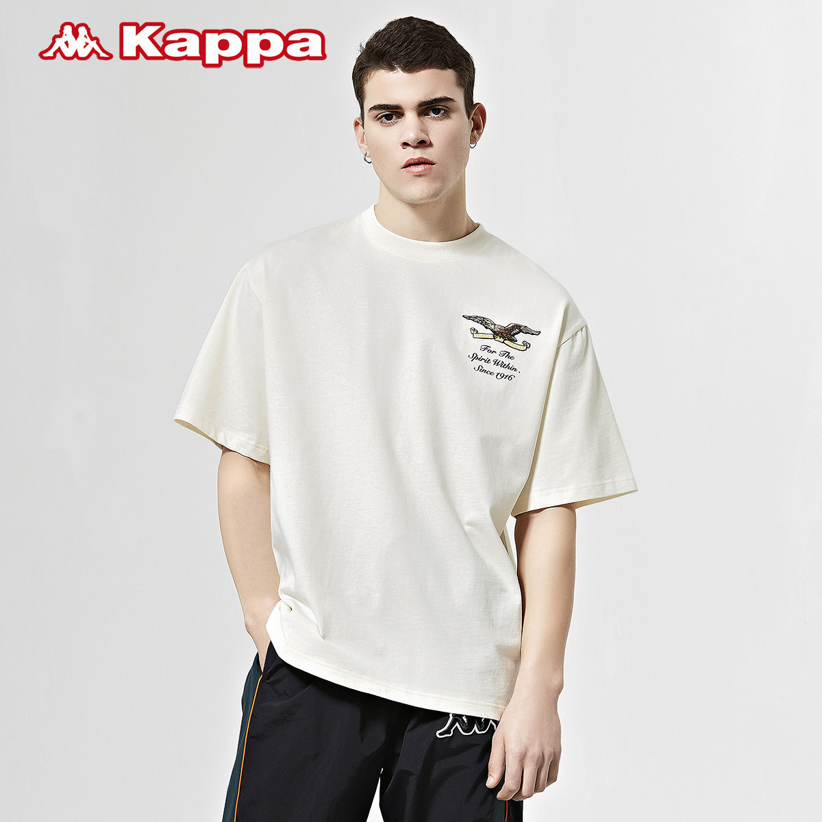 kappa卡帕outletsbanda串标男运动短袖夏季休闲刺绣半袖