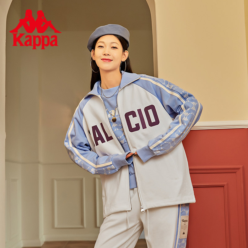 Kappa卡帕款复古老花串标情侣男女卫衣宽松开衫外套_虎窝淘