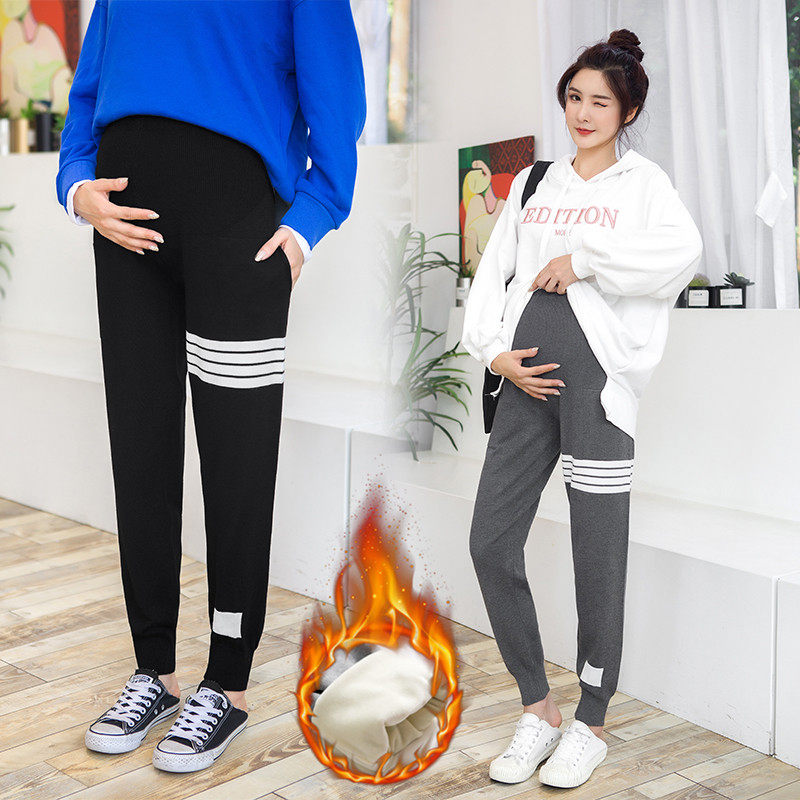 孕妇裤子春秋款外穿加绒宽松打底裤 孕鼠宝孕妇打底裤