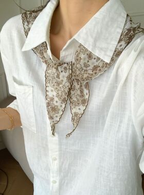 丝巾头巾发带文艺风透气棉麻围巾女小领巾优雅装饰三角巾腰巾屁帘
