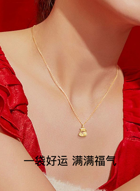 SD福袋项链女金色镶钻s925银