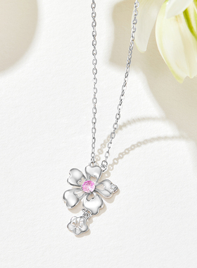 招财脱单樱花钻石项链