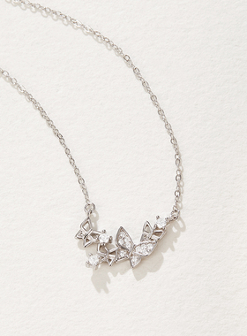 SD飞舞项链S925银锆石蝴蝶吊坠