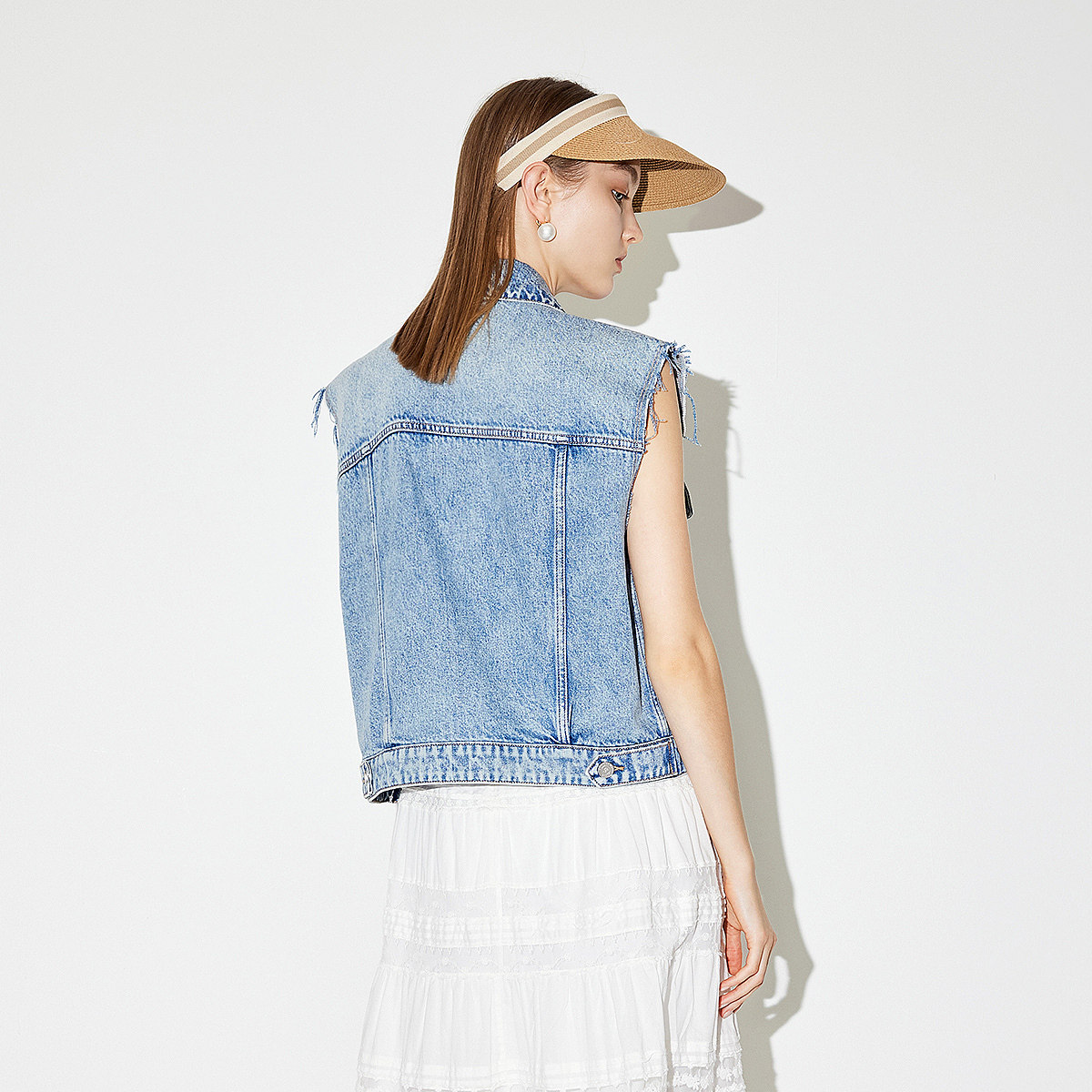 FIVE PLUS牛仔马甲女洗水复古单排扣夹克外套甜酷女夏装,淘宝优惠券,粉丝福利购,淘宝优惠卷