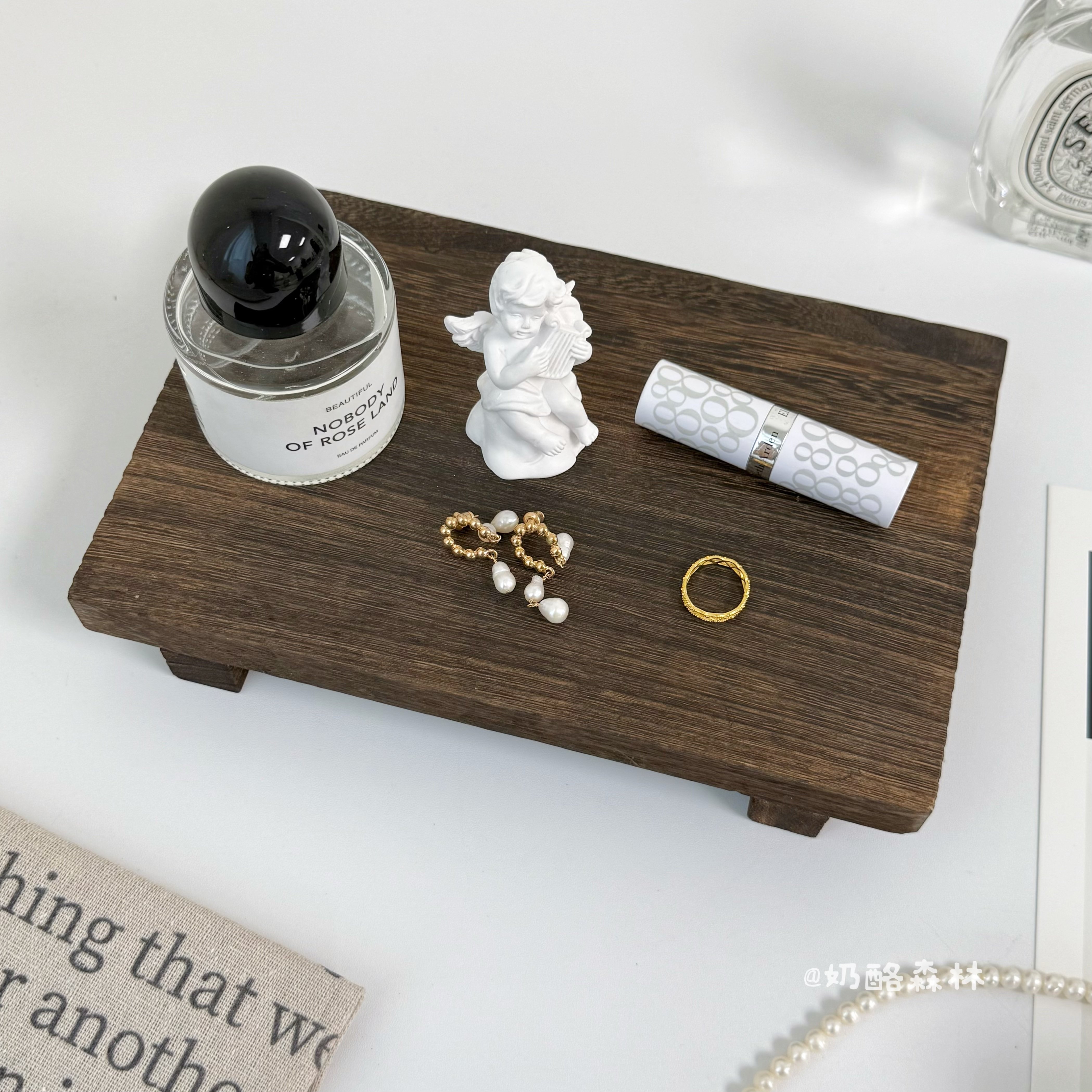 ins风复古实木置物架桌面香水整理收纳架木质首饰展示架拍照道具,淘宝优惠券,粉丝福利购,淘宝优惠卷
