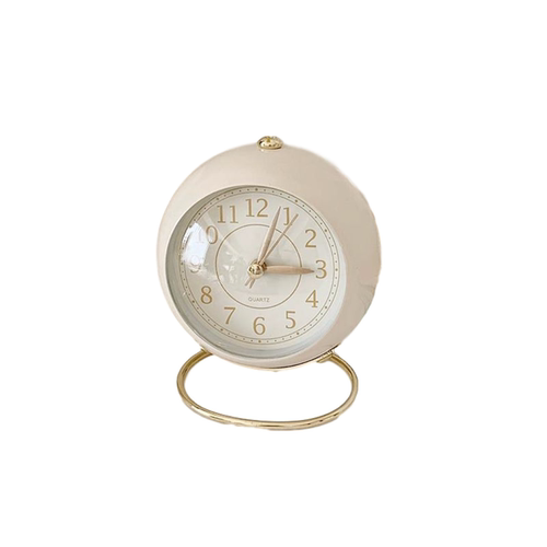 ins风小闹钟简约复古北欧风学生用桌面床头小型静音夜灯合金时钟 - 图3