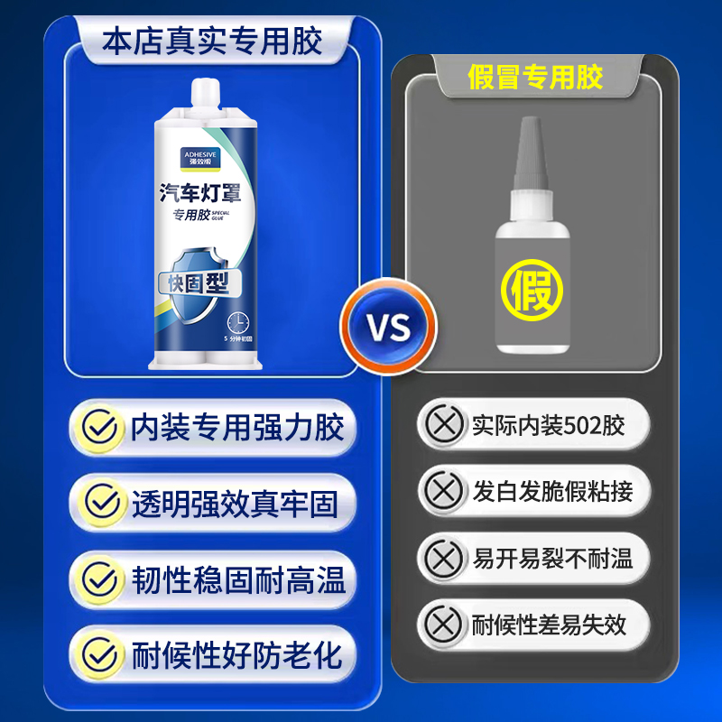 汽车大灯专用密封胶尾灯破损划痕裂纹修复液翻新车灯外壳灯罩裂缝开裂刮痕龟裂修补胶摩托车透明防水快干胶水 - 图2