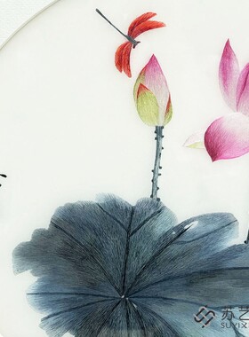 苏绣成品挂画手工刺绣精品荷花蜻蜓客厅卧室挂画送朋友刺绣礼物画